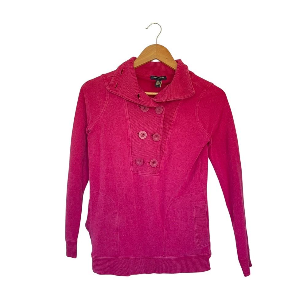 Banana Republic Women’s XS Stretch Sweater Purple Pink Quarter Button